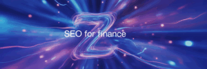 SEO for finance blog image, electrical blue and pink overlay
